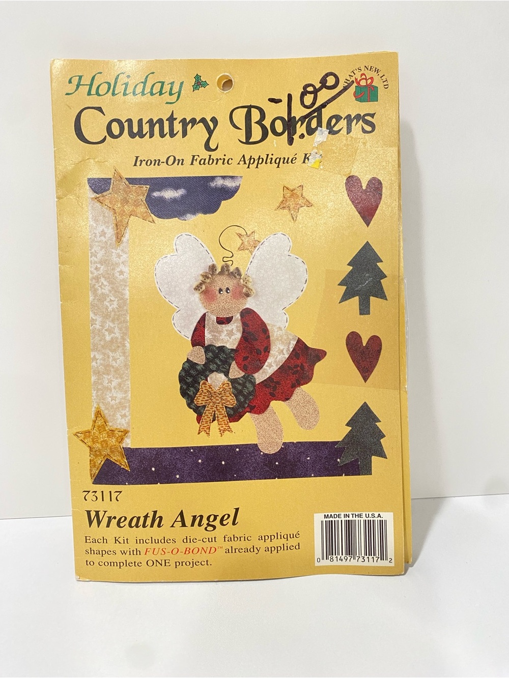Holiday Country Borders Iron-On Appliqué Kit 73117 Wreath Angel